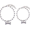 Stainless Steel Bones Crystal Dog Collars
